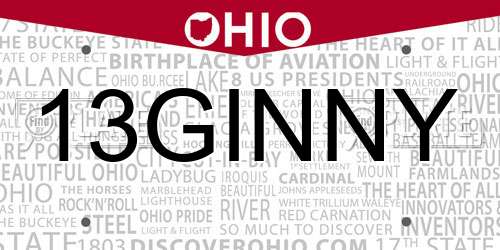 13GINNY Ohio License Plate