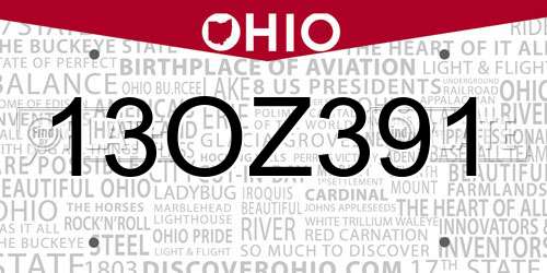 13OZ391 Ohio License Plate