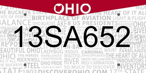 13SA652 Ohio License Plate