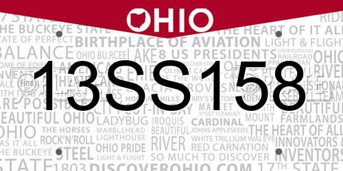 13SS158 Ohio License Plate