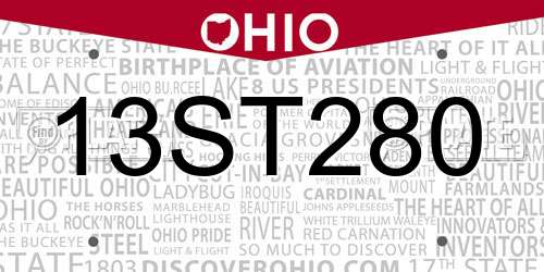 13ST280 Ohio License Plate