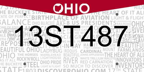 13ST487 Ohio License Plate