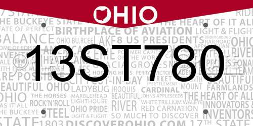 13ST780 Ohio License Plate