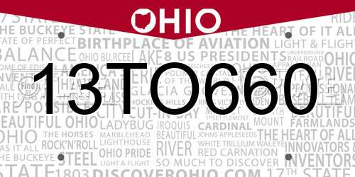 13TO660 Ohio License Plate