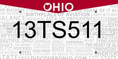 13TS511 Ohio License Plate