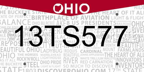 13TS577 Ohio License Plate
