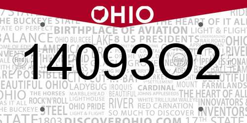 14093O2 Ohio License Plate