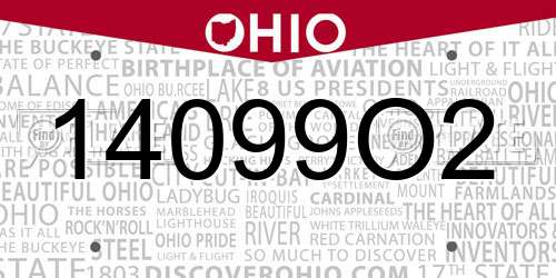 14099O2 Ohio License Plate