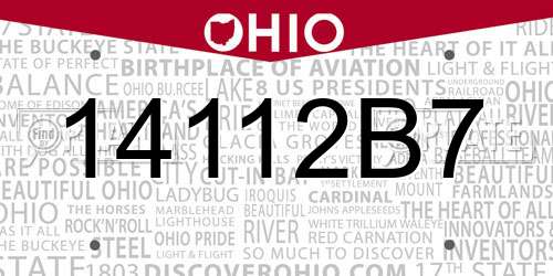 14112B7 Ohio License Plate