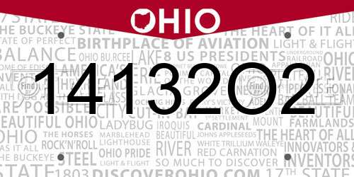 14132O2 Ohio License Plate