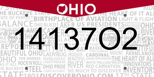 14137O2 Ohio License Plate