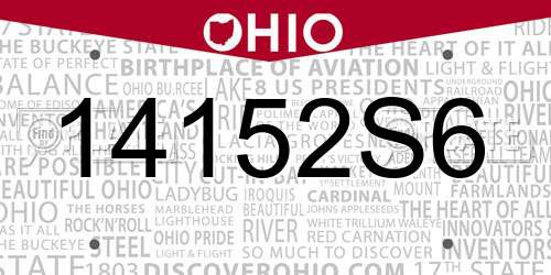 14152S6 Ohio License Plate
