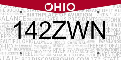142ZWN Ohio License Plate