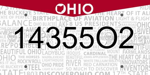 14355O2 Ohio License Plate