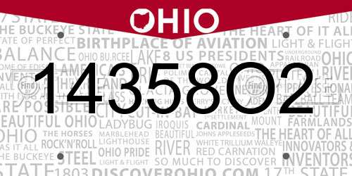 14358O2 Ohio License Plate