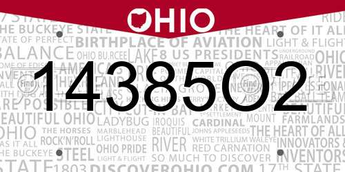 14385O2 Ohio License Plate