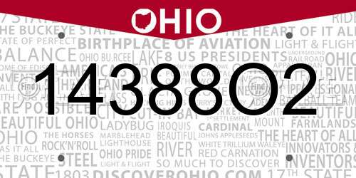 14388O2 Ohio License Plate