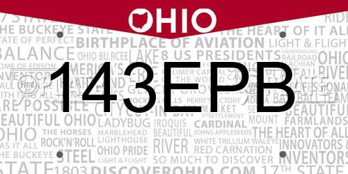 143EPB Ohio License Plate