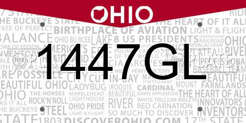 1447GL Ohio License Plate