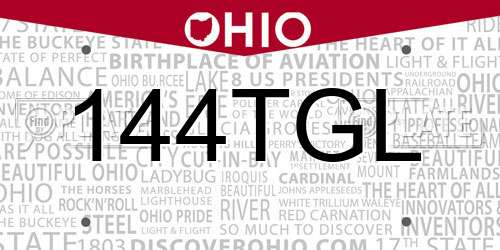 144TGL Ohio License Plate