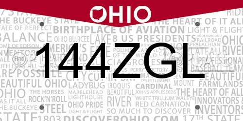 144ZGL Ohio License Plate