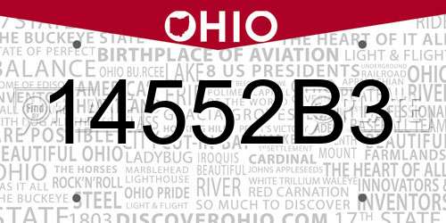 14552B3 Ohio License Plate