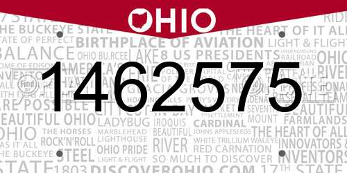 1462575 Ohio License Plate