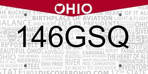 146GSQ Ohio License Plate