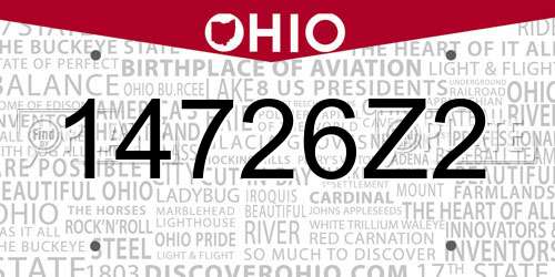 14726Z2 Ohio License Plate