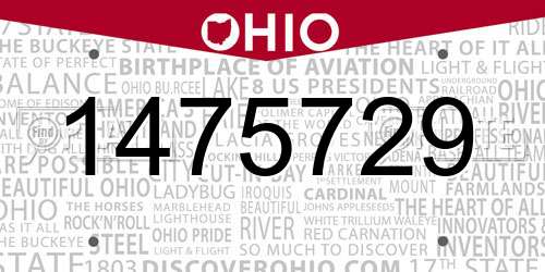 1475729 Ohio License Plate