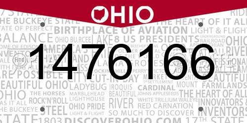 1476166 Ohio License Plate