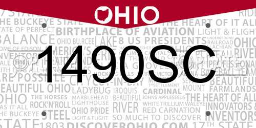 1490SC Ohio License Plate