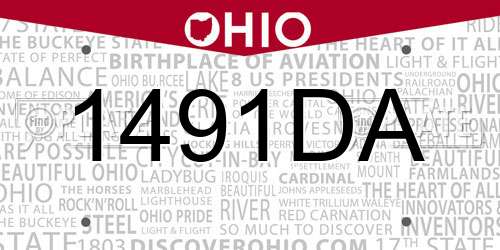 1491DA Ohio License Plate