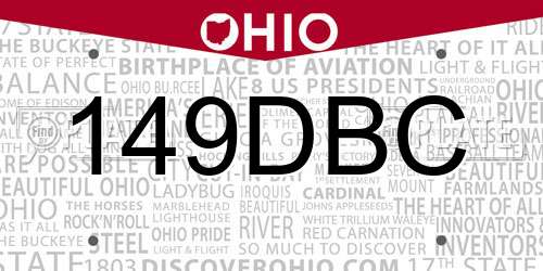 149DBC Ohio License Plate