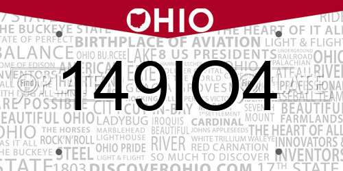 149IO4 Ohio License Plate