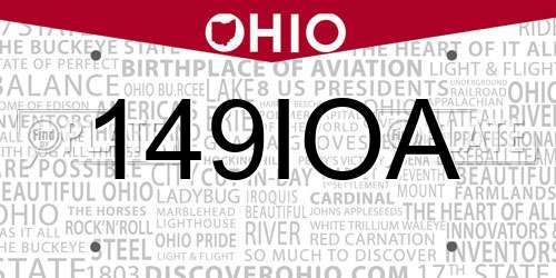 149IOA Ohio License Plate