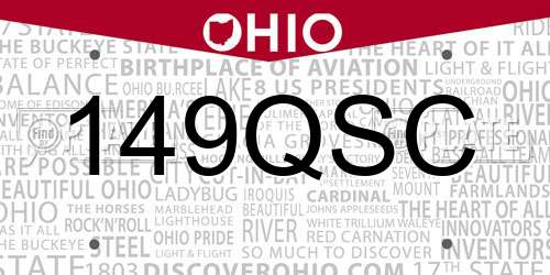 149QSC Ohio License Plate