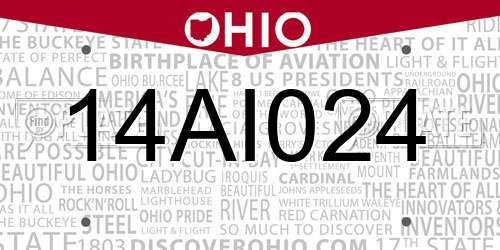 14AI024 Ohio License Plate