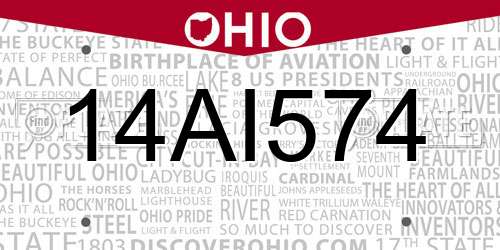 14AI574 Ohio License Plate