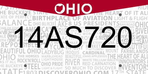 14AS720 Ohio License Plate