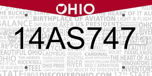 14AS747 Ohio License Plate