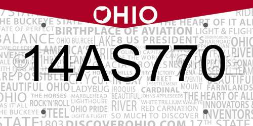 14AS770 Ohio License Plate