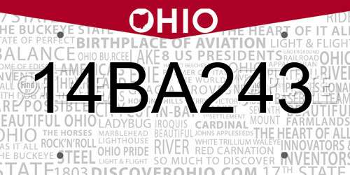 14BA243 Ohio License Plate