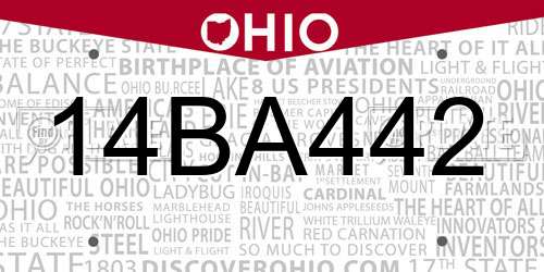 14BA442 Ohio License Plate