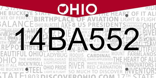 14BA552 Ohio License Plate