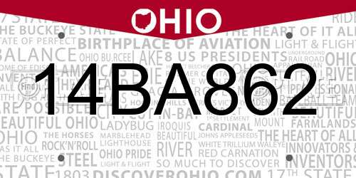 14BA862 Ohio License Plate