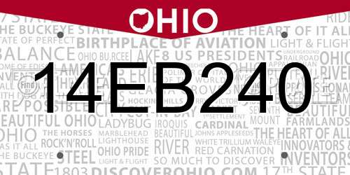 14EB240 Ohio License Plate