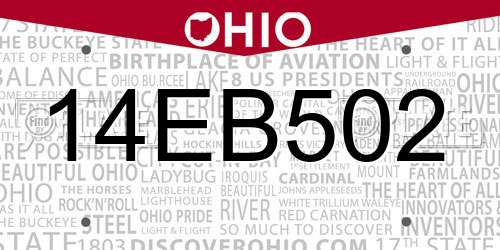 14EB502 Ohio License Plate