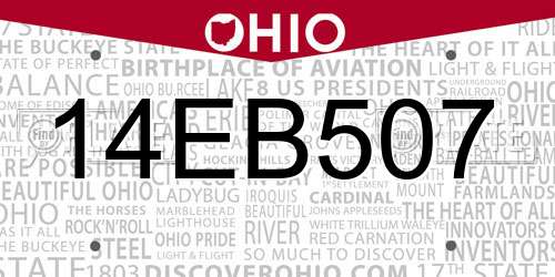 14EB507 Ohio License Plate