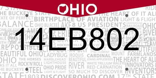 14EB802 Ohio License Plate